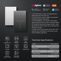 Interruptor Táctil Inteligente Moes Star Feather Tuya Zigbee Mesh WiFi, Cristal AG, 10A, 4 Modos de Vibración, Escena de Luz 2 en 1, Funciona con Alexa