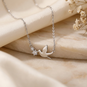Collier en argent sterling 925 avec collier ras du cou en moissanite en forme d'hirondelle, style coréen tendance pour femme, plaqué or - Product Image 4