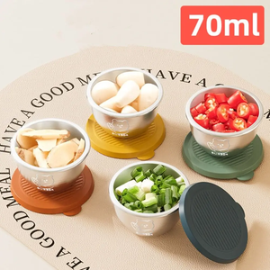Caja portátil para condimentos Bear, a prueba de fugas, con tapa sellada, caja de almacenamiento pequeña, cubierta de silicona, taza para salsa de acero inoxidable 304 - Product Image 3