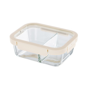 Boîte à lunch en verre, haute teneur en borosilicate, compatible micro-ondes, avec couvercle et diviseurs, récipient de stockage alimentaire rectangulaire, blanc laiteux - Product Image 5