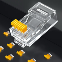 SAMZHE - Paquete de 10 Conectores RJ45 CAT6 UTP de 15u, Chapados en Oro, Transparentes, Sin Blindaje, para Cable Ethernet Cat6, Enchufe Modular 8P8C de 1.08mm