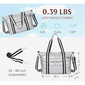Winter Stripe Puffer Tote Bag Soft <b>Big</b> Capacity Women's Shoulder Bags Waterproof Nylon Purses and <b>Handbags</b> Luxury Women - Product Image 4