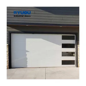 Porte de garage en alliage d'aluminium de conception moderne intelligente et automatique avec télécommande en acier galvanisé