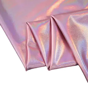 Immediate Delivery Stretch Rainbow Silver Lurex Glittering Holographic Foil Fabric for Stage Costumes