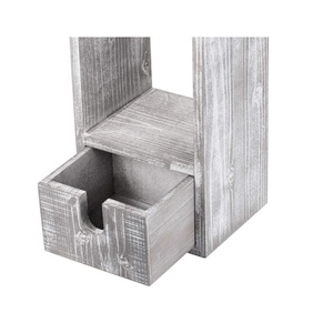 Supporto per <span class=keywords><strong>carta</strong></span> <span class=keywords><strong>igienica</strong></span> in <span class=keywords><strong>legno</strong></span> rustico bianco-lavato con supporto per distributore di <span class=keywords><strong>rotoli</strong></span> di fazzoletti da bagno - Product Image 5