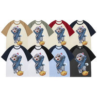 Vente en gros de stock d'été T-shirt surdimensionné respirant avec lettre de dessin animé pour hommes grande taille à séchage rapide hauts décontractés ventes mixtes aléatoires