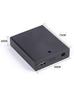 Support de piles 4AA avec interrupteur de protection et USB, noir et blanc, PLATIC