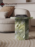 Table d'appoint ronde en marbre naturel de luxe italienne vert irlandais pour salon, mobilier haut de gamme design