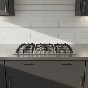 Piano Cottura a Gas Incasso Elite 86cm 5 Fuochi Acciaio Inox Argento Bruciatore Sabaf Griglia in Ghisa Controllo a Manopola - Product Image 2