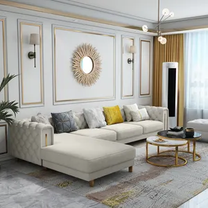 Modern living room furniture bianco chesterfield tessuto 2 3 posti divano reclinabile set con sgabello