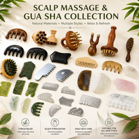 Peigne de massage Gua Sha en laiton avec manche en bois, masseur de points méridiens, brosse Guasha pour le visage et le cuir chevelu, soulagement, jaune, fait main, naturel
