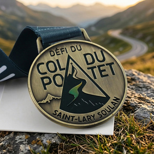 Médaille sportive personnalisée en métal Saint-Lary <span class=keywords><strong>Soulan</strong></span>, plaquée laiton, logo émaillé, lettres en alliage de zinc, médailles personnalisées avec ruban - Product Image 3