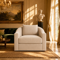 Fauteuil inclinable artisanal élégant avec dossier abrié 360 ° Fauteuil de salon avec base pivotante intégrée pour villa haut de gamme