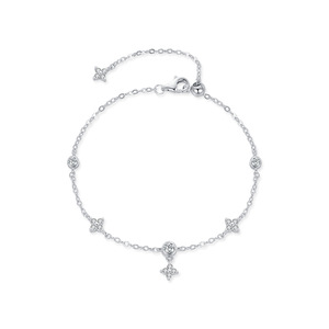 S925 Silver Star Chain <b>Bracelet</b> With Crystal Rhinestones Hypoallergenic Cubic Zirconia Minimalist Everyday Wear Women's Jewelry - Product Image 1