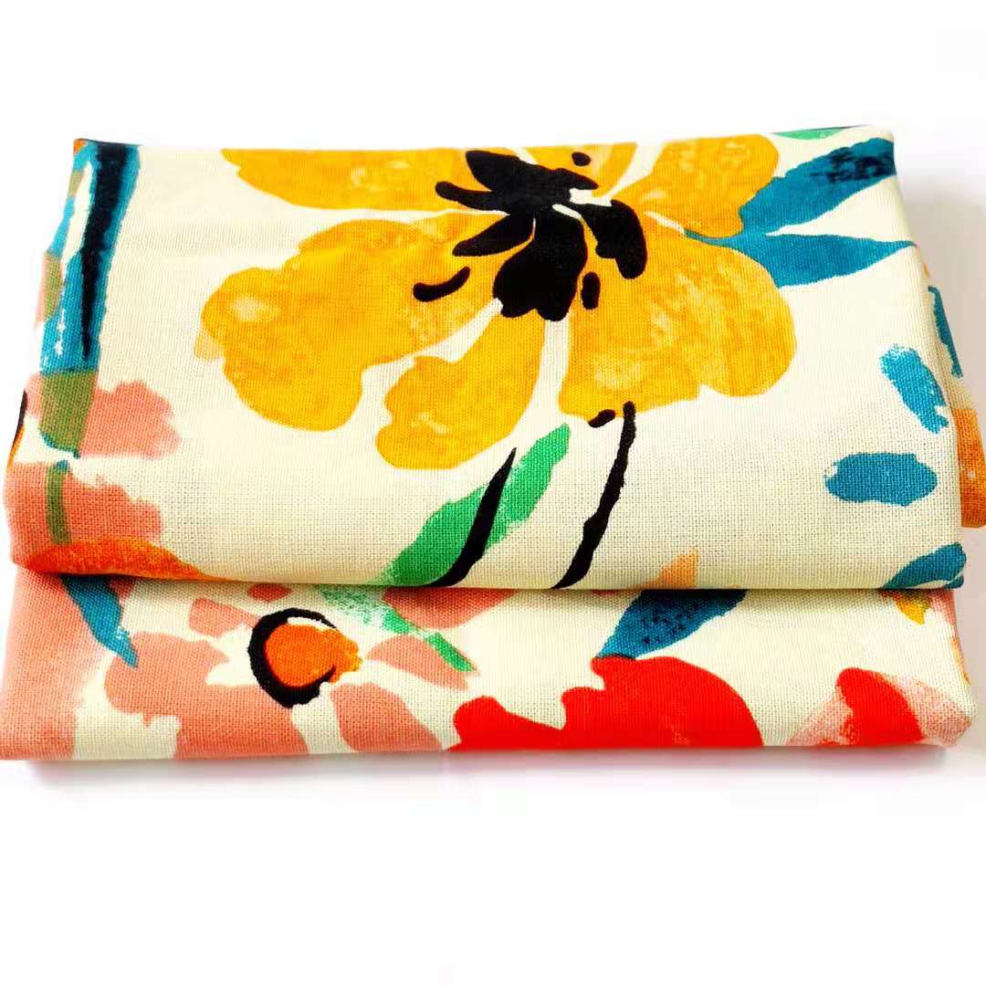 Hot sales ginham linen printed linen fashion linen cloth with Graffiti painting pattern