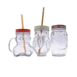 Custom a forma di gufo di vetro mason jar 12oz