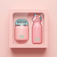 Ensemble cadeau Everich pour enfants, bouteille d'eau isotherme et boîte à repas, ensemble de déjeuner en acier inoxydable 304 avec motif animal de dessin animé, logo personnalisé OEM ODM