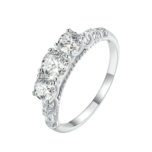 Anello di pizzo Moissanite 925 argento Sterling 3 pietra anello di loto D colore VVS1 EX diamante scintillante da donna fidanzamento GRA - Product Image 1