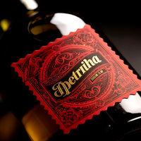 Étiquettes de vin holographiques personnalisées, papier texturé, étiquettes de bouteilles d'alcool en relief, autocollant à estampage or, impression de qualité alimentaire