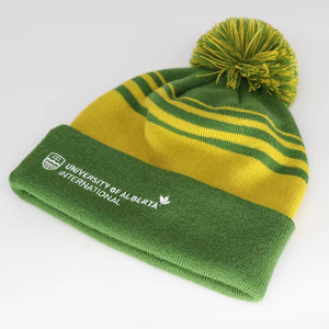 Conjunto de Gorro y Bufanda de Punto a Rayas, Accesorios de Invierno de Acrílico con Logotipo Bordado - Product Image 4