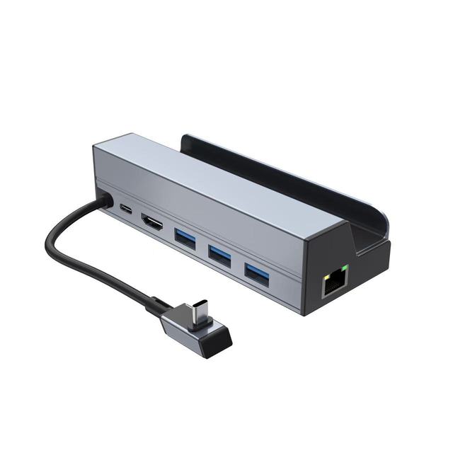 Steam Deck Dock Type-C 6-in-1 Docking Station with Screen Mirroring HDTV 4K60Hz Gigabit Ethernet USB3.0 Ports PD Fast Charging