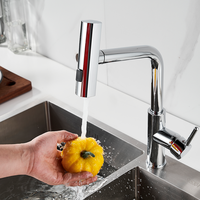 Robinet de cuisine chromé intelligent de luxe au design moderne à haute teneur en laiton Momali robinet de cuisine à tirette flexible commercial