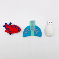 Nuevo Gadget forma personalizada USB 2,0 Memory Stick Usb Flash Thumb Drive cerebro Corazón Pulmón forma PVC USB Pendrive divertido disco flash 8GB