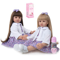 Poupée de 60cm en silicone souple pour tout-petits et bébés, cheveux bouclés, style princesse