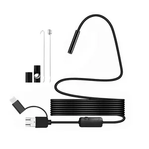 Endoscope industriel d'égout de 5.5mm Endoscopie de tuyauterie de type C Mini caméra serpent flexible 3 en 1 Endoscope automobile <span class=keywords><strong>pour</strong></span> Android - Product Image 1