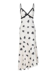 Agente Profesional FTS 1688 de Guangzhou, Servicio Integral de Abastecimiento, Vestido Midi de Satén con Estampado Floral Negro y Ribete de Encaje, Venta al Por Mayor, Control de Calidad - Product Image 5