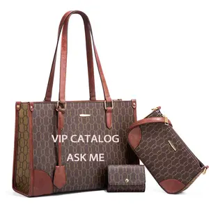 Hot Sales Moda Mujer Elegant Handbags Customized Logo Shopping Tote Bags Lady Pu Leather 3 Pcs Designer Handbags Famous Brands
