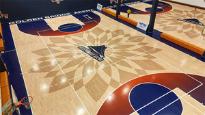 Merry Flame Premium Suelo <span class=keywords><strong>de</strong></span> madera <span class=keywords><strong>de</strong></span> ingeniería Pintado personalizado Campo deportivo <span class=keywords><strong>de</strong></span> alta densidad Interior Baloncesto Bádminton Futsal - Product Image 4