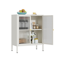 Armoires de rangement en métal autoportantes avec 2 portes en verre transparent peu encombrantes et pliables pour le salon de la cuisine