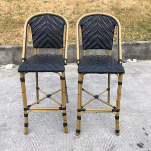 Mobilier de café français extérieur en aluminium tissé tabouret de <span class=keywords><strong>bar</strong></span> <span class=keywords><strong>parisien</strong></span> en rotin <span class=keywords><strong>chaise</strong></span> - Product Image 1