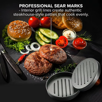 Presse à hamburgers en acier antiadhésif de haute qualité Breznoa, moule à viande manuel pour hamburgers avec poignée en bois, barbecue professionnel