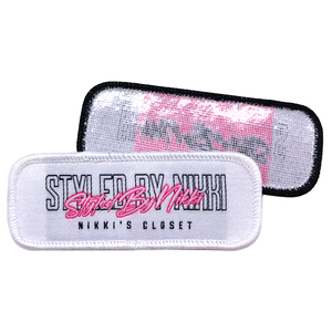 थोक कस्टम पॉलिएस्टर बुना हुआ कपड़े पैच डिजाइन लोगो नाम बुना हुआ बैज - Product Image 5