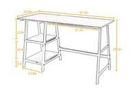 Bureau de travail et de jeu moderne, simple et écologique, avec rangement, grand espace pour les jambes, cadre en métal, brun rustique