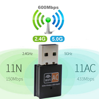Adaptador Wifi USB de doble banda, 600mbps, 2,4 GHz/5GHz, WLAN, Dongle, tarjeta de red