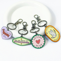 Porte-clés en métal brillant mignon avec logo personnalisé, animal de dessin animé, porte-clés en émail dur pour la décoration de sac
