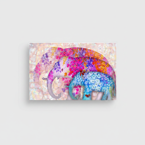 Personalized Floral Elephant Art Deco Panel <b>Canvas</b> Clear <b>Framed</b> Hanging Wall Decor - Product Image 2