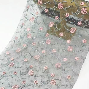 2024 중국 도매 핑크 꽃 수 놓은 레이스 얇은 명주 그물 레이스 트림 여성 브래지어 - Product Image 1