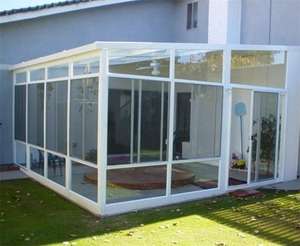 Gaoming Maison en verre d'extérieur Jardin d'hiver personnalisé Véranda sur pied Design chinois Toit plat en verre trempé à double volet - Product Image 4