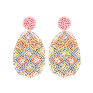 Boucles d'oreilles faites à la main pour femmes, mode, perles multicolores, broderie de perles de rocaille, boucles d'oreilles en provenance d'Inde - Product Image 1