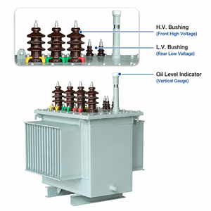 Transformateur de distribution immergé dans l'huile abaisseur de tension S22-M-100 10kV vers 400V Dyn11 Triphasé à enroulement en cuivre pour gare ferroviaire S22-M-10 - Product Image 3