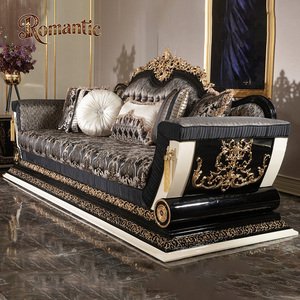 高級マナートルコ式ソファ高級リビングルームソファ無地木製ベルベット生地ソフトブラックMeuble De Salon - Product Image 3