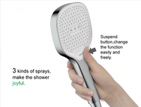 Pomme de douche pluie Fullrain B4631-B noire, finition chromée, caoutchouc de silicone liquide, trois fonctions, économie d'eau, avec douchette