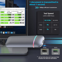 Boîtier SSD externe M.2 en gros avec éclairage RGB, USB 3.1 Type-C 10 Gbit/s, compatible double protocole NGFF/NVMe