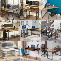 Bureau d'ordinateur moderne en bois convertible avec tiroirs, design de panneau pour le bureau à domicile et l'étude