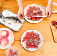 Envoltura de plástico PE desechable de grado alimenticio de 100 unidades, plato elástico, cubierta de película adhesiva, cubierta protectora conservante, almacenamiento de alimentos