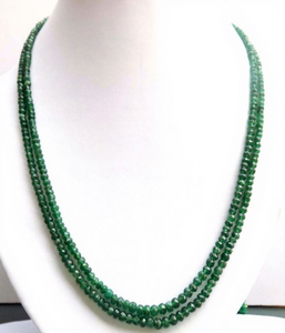 สร้อยคอเงินแท้สเตอร์ลิงทรงมรกตเจียระไนขนาด 3 มม. รูปทรงกลมประดับลูกปัด งานแฮนด์เมด สไตล์วินเทจ พร้อมโซ่เชื่อมขนาด 35 นิ้ว สำหรับภรรยา - Product Image 1